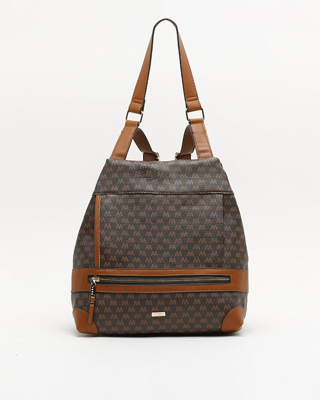 Monogram anti-theft backpack with monogram print