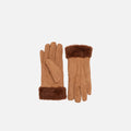 Carlota suede gloves with fur-effect cuff 