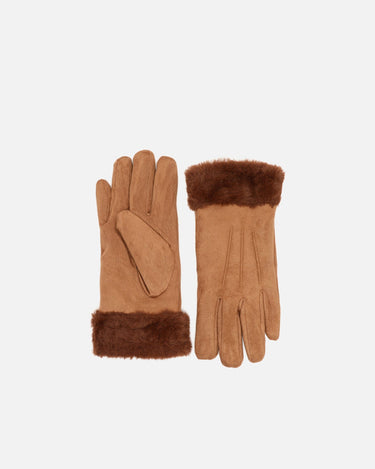 Carlota suede gloves with fur-effect cuff 