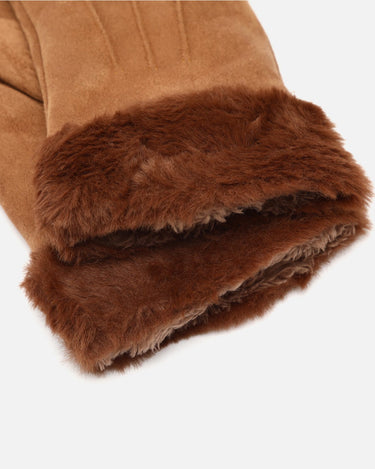 Carlota suede gloves with fur-effect cuff 