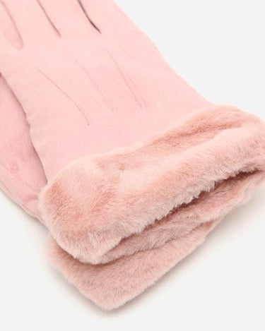Carlota suede gloves with fur-effect cuff 