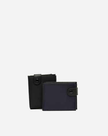 Simeon wallet with compartments for bills, cards, and coins with closure 