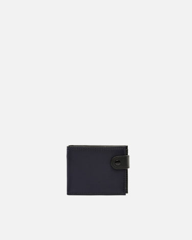 Simeon wallet with compartments for bills, cards, and coins with closure 