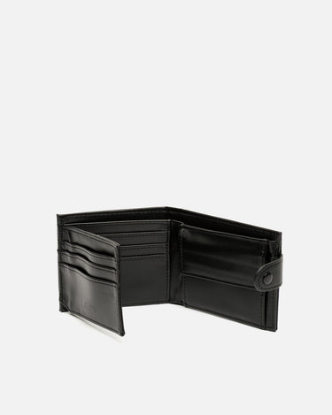 Simeon wallet with compartments for bills, cards, and coins with closure 