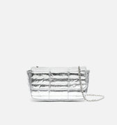 Fiore borsa a tracolla da festa piccola metallizzata 