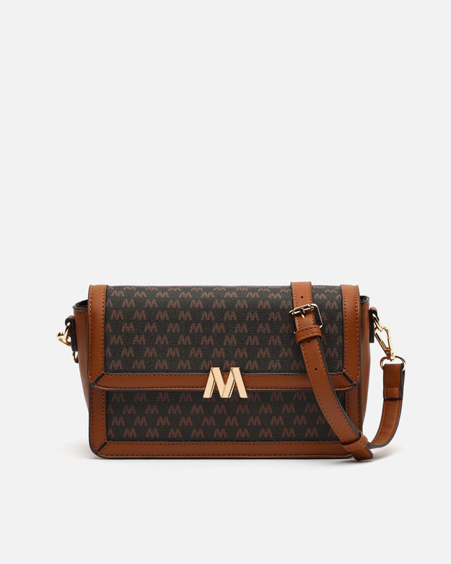 Borsa a tracolla piccola con stampa monogramma ED.