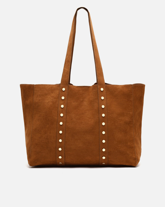 Junichi-1 bolso shopper grande efecto ante con neceser extraíble y detalles metálicos