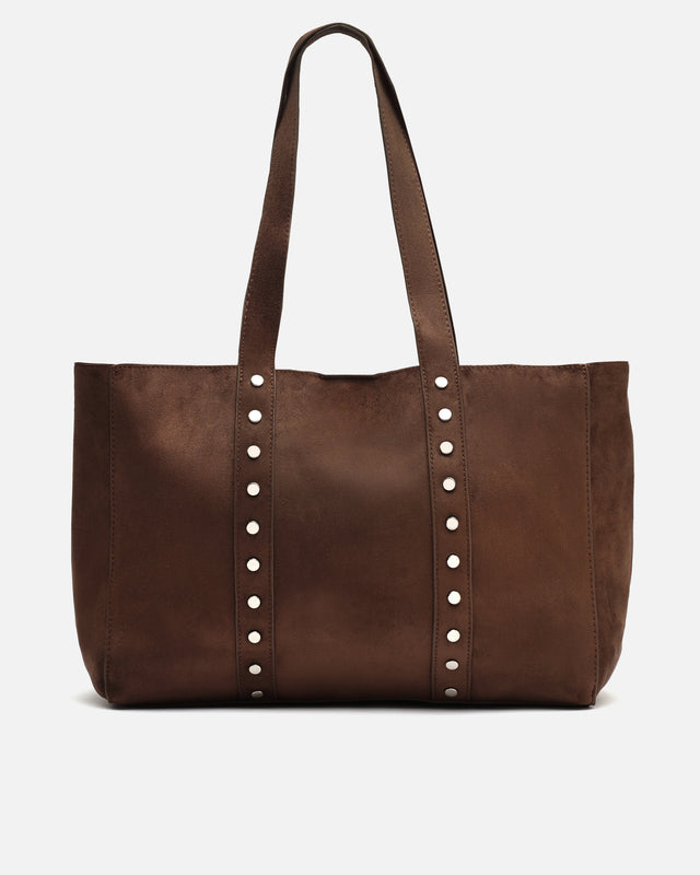 Junichi-1 bolso shopper grande efecto ante con neceser extraíble y detalles metálicos