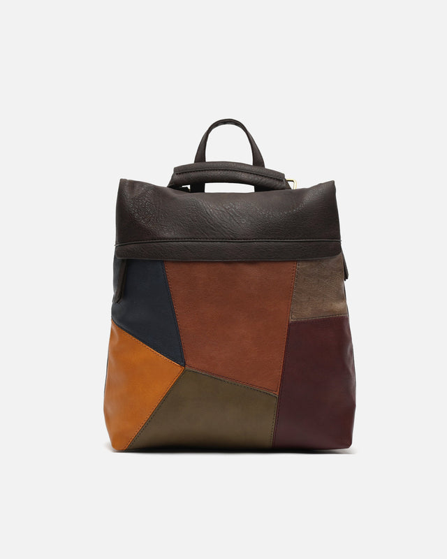 Popu anti-theft backpack with patchwork print ED.