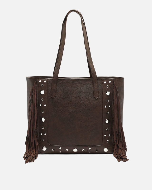 Catrinas bolso shopper grande con detalles metálicos y flecos