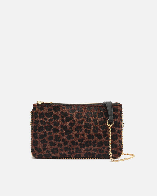 Leopardina borsa da festa piccola con stampa animalier ED.