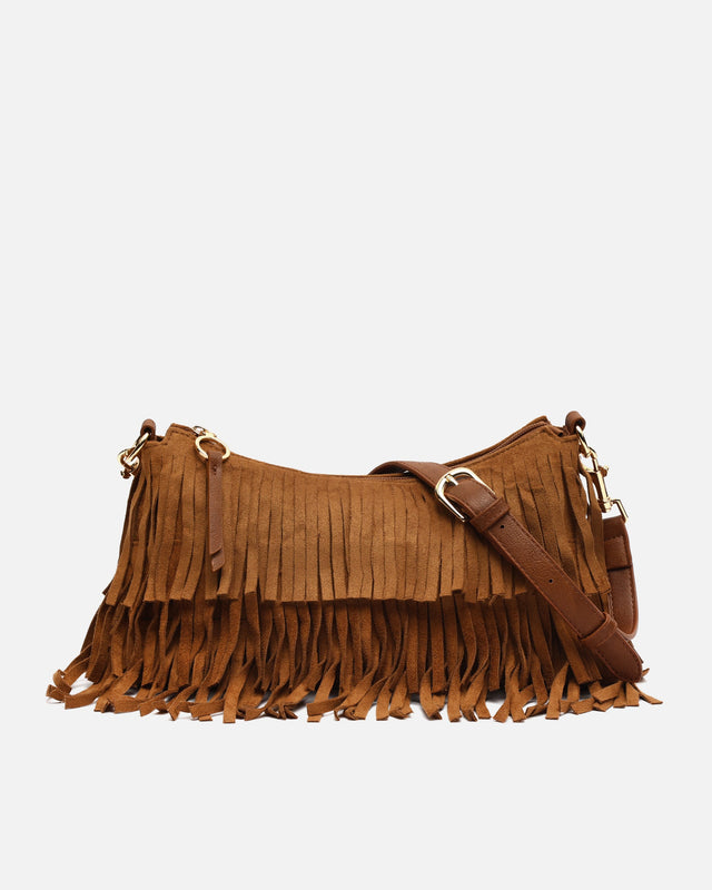 Taseli petit sac à bandoulière effet daim à franges