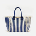 Barte bolso de hombro de tela con estampado de rayas 