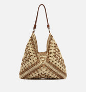 Ushu bolso hobo grande efecto rafia estampado 
