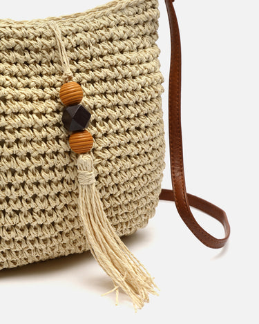 Tillian bolso bandolera efecto rafia con detalle colgante 
