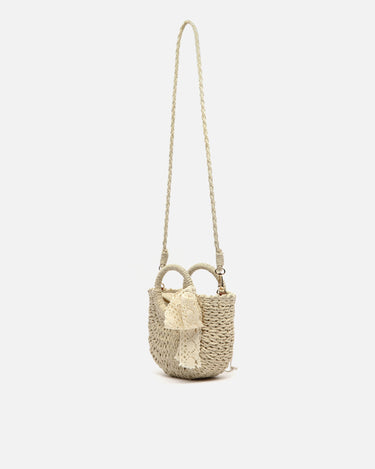 Tao bolso pequeño efecto rafia con detalle lazo de punto 