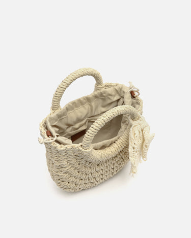 Tao bolso pequeño efecto rafia con detalle lazo de punto 