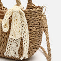 Tao bolso pequeño efecto rafia con detalle lazo de punto 