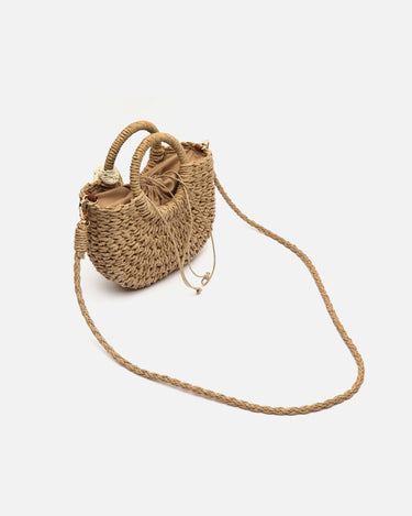 Tao bolso pequeño efecto rafia con detalle lazo de punto 
