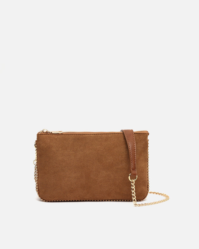 Boleo bolso bandolera efecto ante y con detalles metálicos