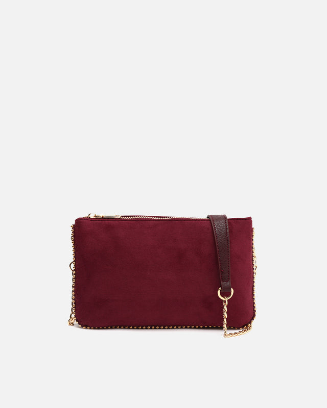 Boleo bolso bandolera efecto ante y con detalles metálicos