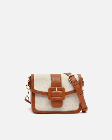 Sori small crossbody bag in faux leather and raffia effect 