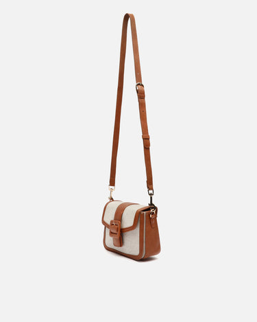 Sori small crossbody bag in faux leather and raffia effect 