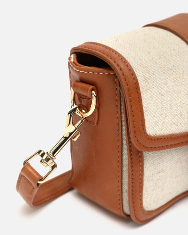 Sori small crossbody bag in faux leather and raffia effect 