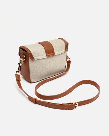 Sori small crossbody bag in faux leather and raffia effect 