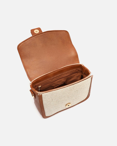 Sori small crossbody bag in faux leather and raffia effect 