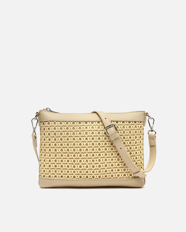 Eis borsa a tracolla piccola effetto rafia