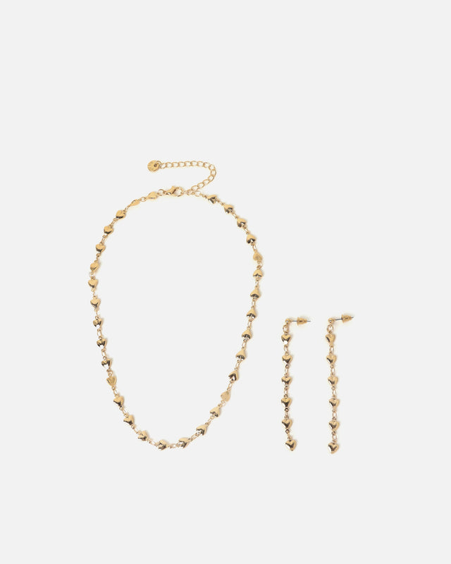 Laila set collana e orecchini cuori 