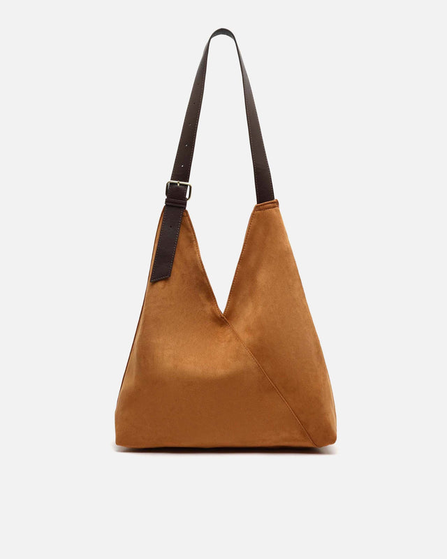 Vire bolso hobo grande efecto ante con cierre de botón
