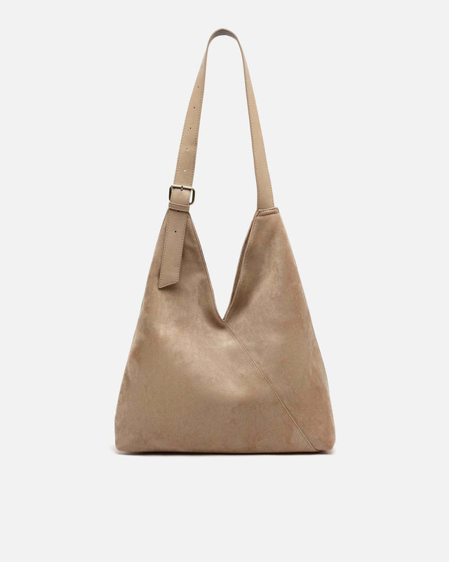Vire bolso hobo grande efecto ante con cierre de botón