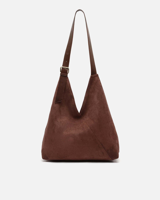 Vire bolso hobo grande efecto ante con cierre de botón