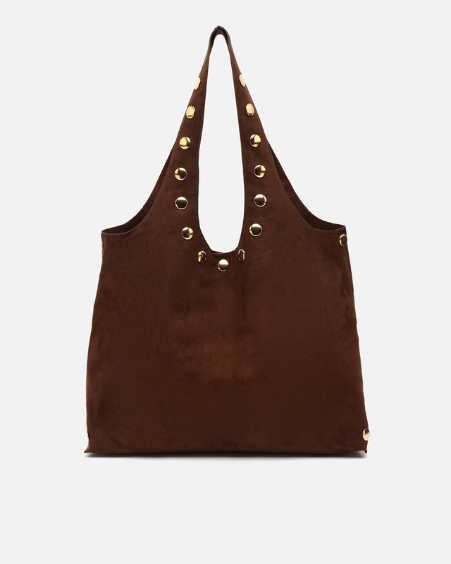 Nemi bolso hobo grande efecto ante con detalles metálicos grandes