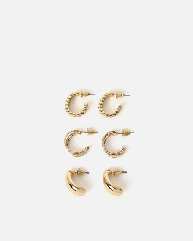 Marlo pack of open gold hoop earrings