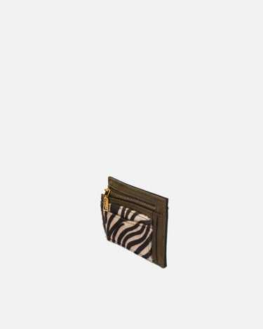 Mider tarjetero efecto ante y estampado animal print 