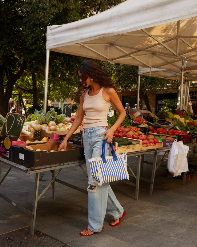 Barte borsa shopper a righe stampate