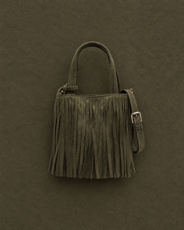 Morodi bolso tote de fiesta pequeño con flecos efecto ante y detalle colgante