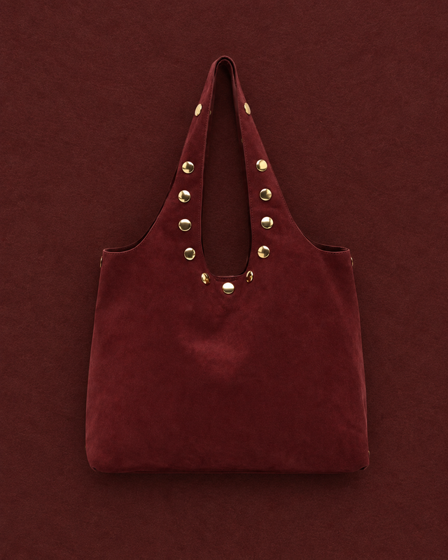 Nemi bolso hobo grande efecto ante con detalles metálicos grandes
