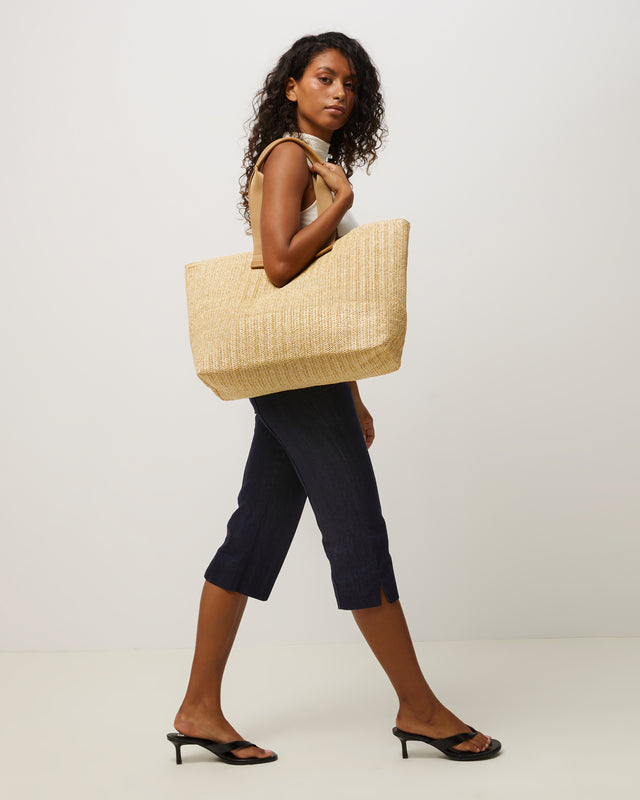 Eisi borsa shopper grande effetto rafia con pochette estraibile