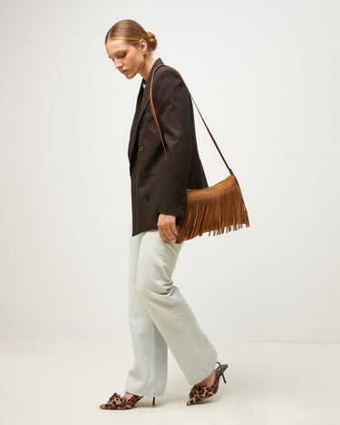 Lunai bolso bandolera pequeño efecto ante con flecos 