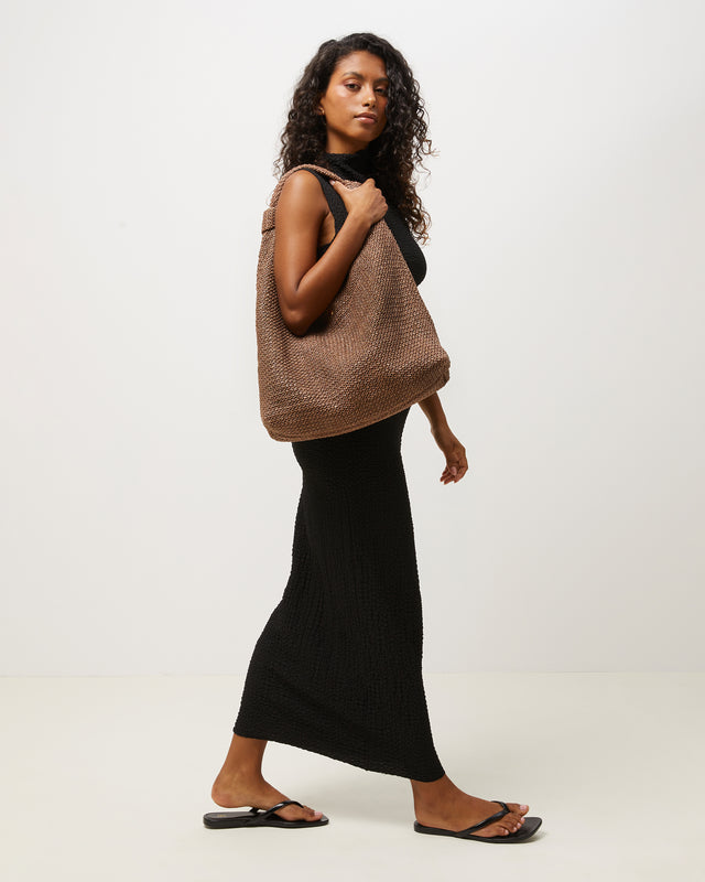 Pologi borsa hobo effetto rafia con borsa da toilette interna rimovibile
