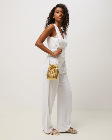 Saqui bolso pequeño estilo bucket con abalorios 